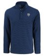 Chicago Bears Monochromatic Cutter & Buck Hunts Point Recycled Fleece Mens Hybrid Snap Placket Pullover Navy Blue Mannequin