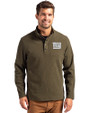 New York Giants Mono Cutter & Buck Hunts Point Eco Textured Fleece Recycled Mens Snap Pullover Poplar Front