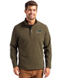 Buffalo Bills Mono Cutter & Buck Hunts Point Eco Textured Fleece Recycled Mens Snap Pullover Poplar Front