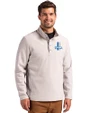 Detroit Lions Historic Cutter & Buck Hunts Point Recycled Fleece Mens Hybrid Snap Placket Pullover Polished Medium Gray Front