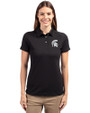 Michigan State Spartans Cutter & Buck Advantage Eco Tri-Blend Pique Womens Polo Black Front