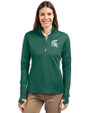 Michigan State Spartans Cutter & Buck Traverse Stretch Eco Quarter Zip Womens Pullover Hunter Green Front