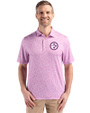 Pittsburgh Steelers Mono Cutter & Buck Pike Eco Flora Print Recycled Mens Polo Gelato Fuchsia Front