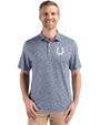 Indianapolis Colts Monochromatic Cutter & Buck Pike Recycled Flora Print Mens Polo Navy Blue Front