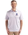 New England Patriots Historic Cutter & Buck Pike Eco Flora Print Recycled Mens Polo Polished Medium Gray Front