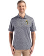 Green Bay Packers Historic Cutter & Buck Pike Eco Flora Print Recycled Mens Polo Black Front