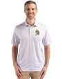 Green Bay Packers Historic Cutter & Buck Pike Eco Flora Print Recycled Mens Polo Polished Medium Gray Front