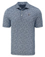 Chicago Bears Mono Cutter & Buck Pike Eco Flora Print Recycled Mens Polo Navy Blue Mannequin