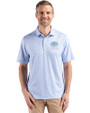 Green Bay Packers Mono Cutter & Buck Pike Eco Flora Print Recycled Mens Polo Atlas Light Blue Front