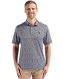 Tampa Bay Buccaneers Mono Cutter & Buck Pike Eco Flora Print Recycled Mens Polo Black Front