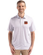Cincinnati Bengals Cutter & Buck Pike Eco Flora Print Recycled Mens Polo Polished Medium Gray Front