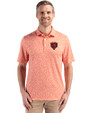 Chicago Bears Historic Cutter & Buck Pike Eco Flora Print Recycled Mens Polo College Orange Front