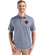 Chicago Bears Historic Cutter & Buck Pike Eco Flora Print Recycled Mens Polo Navy Blue Front
