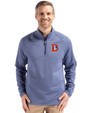 Denver Broncos Historic Cutter & Buck Peshastin Fleece Recycled Mens Half Zip Pullover Tour Blue Heather Front