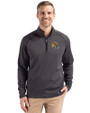 San Francisco 49ers NFL Helmet Cutter & Buck Peshastin Fleece Recycled Mens Half Zip Pullover Black Heather Front