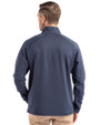 New England Patriots NFL Helmet Cutter & Buck Peshastin Fleece Recycled Mens Half Zip Pullover Navy Blue Heather Back