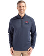 New York Giants Historic Cutter & Buck Peshastin Fleece Recycled Mens Half Zip Pullover Navy Blue Heather Front