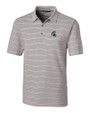 Michigan State Spartans Cutter & Buck Forge Epic Confidence Recycled Heathered Stripe Stretch Mens Polo Polished Medium Gray Mannequin