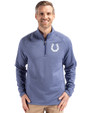 Indianapolis Colts Cutter & Buck Peshastin Fleece Recycled Mens Half Zip Pullover Tour Blue Heather Front