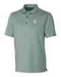 Michigan State Spartans Cutter & Buck Forge Heathered Stretch Mens Polo Hunter Heather Mannequin