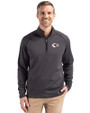 Kansas City Chiefs Cutter & Buck Peshastin Recycled Grid Fleece Mens Half Zip Pullover Black Heather Front