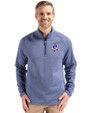 New England Patriots Historic Cutter & Buck Peshastin Fleece Recycled Mens Half Zip Pullover Tour Blue Heather Front