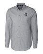 Michigan State Spartans Cutter & Buck Stretch Oxford Mens Long Sleeve Dress Shirt Charcoal Mannequin