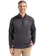 Detroit Lions NFL Helmet Cutter & Buck Peshastin Fleece Recycled Mens Half Zip Pullover Black Heather Front