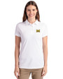 Michigan Wolverines Cutter & Buck Advantage Eco Tri-Blend Pique Womens Polo White Front