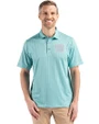 New York Giants Mono Cutter & Buck Pike Eco Shadow Check Print Recycled Mens Polo Fresh Mint Front