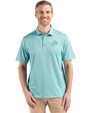 Detroit Lions Mono Cutter & Buck Pike Eco Shadow Check Print Recycled Mens Polo Fresh Mint Front