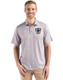 Las Vegas Raiders Historic Cutter & Buck Pike Eco Shadow Check Print Recycled Mens Polo Polished Medium Gray Front