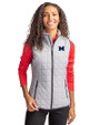 Michigan Wolverines Cutter & Buck Rainier PrimaLoft® Womens Eco Insulated Full Zip Puffer Vest Polished Medium Gray Front