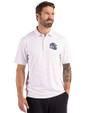 Buffalo Bills NFL Helmet Cutter & Buck Forge Epic Confidence Fine Line Stripe Stretch Recycled Mens Polo White/Polished Front