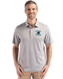 Carolina Panthers Historic Cutter & Buck Forge Epic Confidence Fine Line Stripe Stretch Recycled Mens Polo Polished/White Front