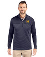 Michigan Wolverines Cutter & Buck Traverse Stretch Eco Stripe Quarter Zip Mens Big and Tall Pullover LYN_PRO_HG 
