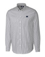 Michigan Wolverines Cutter & Buck Stretch Oxford Stripe Mens Big and Tall Long Sleeve Dress Shirt Charcoal Mannequin