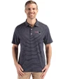 New England Patriots Cutter & Buck Forge Epic Confidence Fine Line Stripe Stretch Recycled Mens Polo Navy Blue/White Front