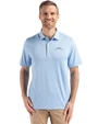 Los Angeles Chargers Mono Cutter & Buck Forge Epic Confidence Fine Line Stripe Stretch Recycled Mens Polo Atlas/White Front