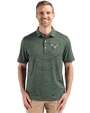 Philadelphia Eagles Historic Cutter & Buck Forge Epic Confidence Fine Line Stripe Stretch Recycled Mens Polo Hunter/White Front