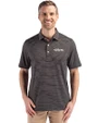 New York Jets Historic Cutter & Buck Forge Recycled Fine Line Stripe Four-Way Stretch Mens Polo Black/White Front