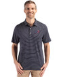 Buffalo Bills Americana Cutter & Buck Forge Epic Confidence Fine Line Stripe Stretch Recycled Mens Polo Navy Blue/White Front