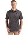 Indianapolis Colts Historic Cutter & Buck Forge Epic Confidence Fine Line Stripe Stretch Recycled Mens Polo Black/White Front