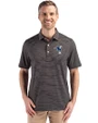 Indianapolis Colts Historic Cutter & Buck Forge Recycled Fine Line Stripe Four-Way Stretch Mens Polo Black/White Front