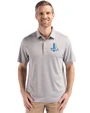 Detroit Lions Historic Cutter & Buck Forge Epic Confidence Fine Line Stripe Stretch Recycled Mens Polo Polished/White Front