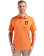 Denver Broncos Historic Cutter & Buck Forge Epic Confidence Fine Line Stripe Stretch Recycled Mens Polo College Orange/White Front