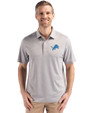 Detroit Lions Cutter & Buck Forge Epic Confidence Fine Line Stripe Stretch Recycled Mens Polo Polished/White Front