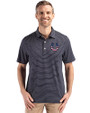 Indianapolis Colts Americana Cutter & Buck Forge Epic Confidence Fine Line Stripe Stretch Recycled Mens Polo Navy Blue/White Front