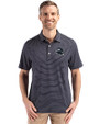 Seattle Seahawks NFL Helmet Cutter & Buck Forge Epic Confidence Fine Line Stripe Stretch Recycled Mens Polo Navy Blue/White Front