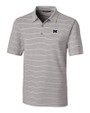 Michigan Wolverines Cutter & Buck Forge Epic Confidence Recycled Heathered Stripe Stretch Mens Polo Polished Medium Gray Mannequin